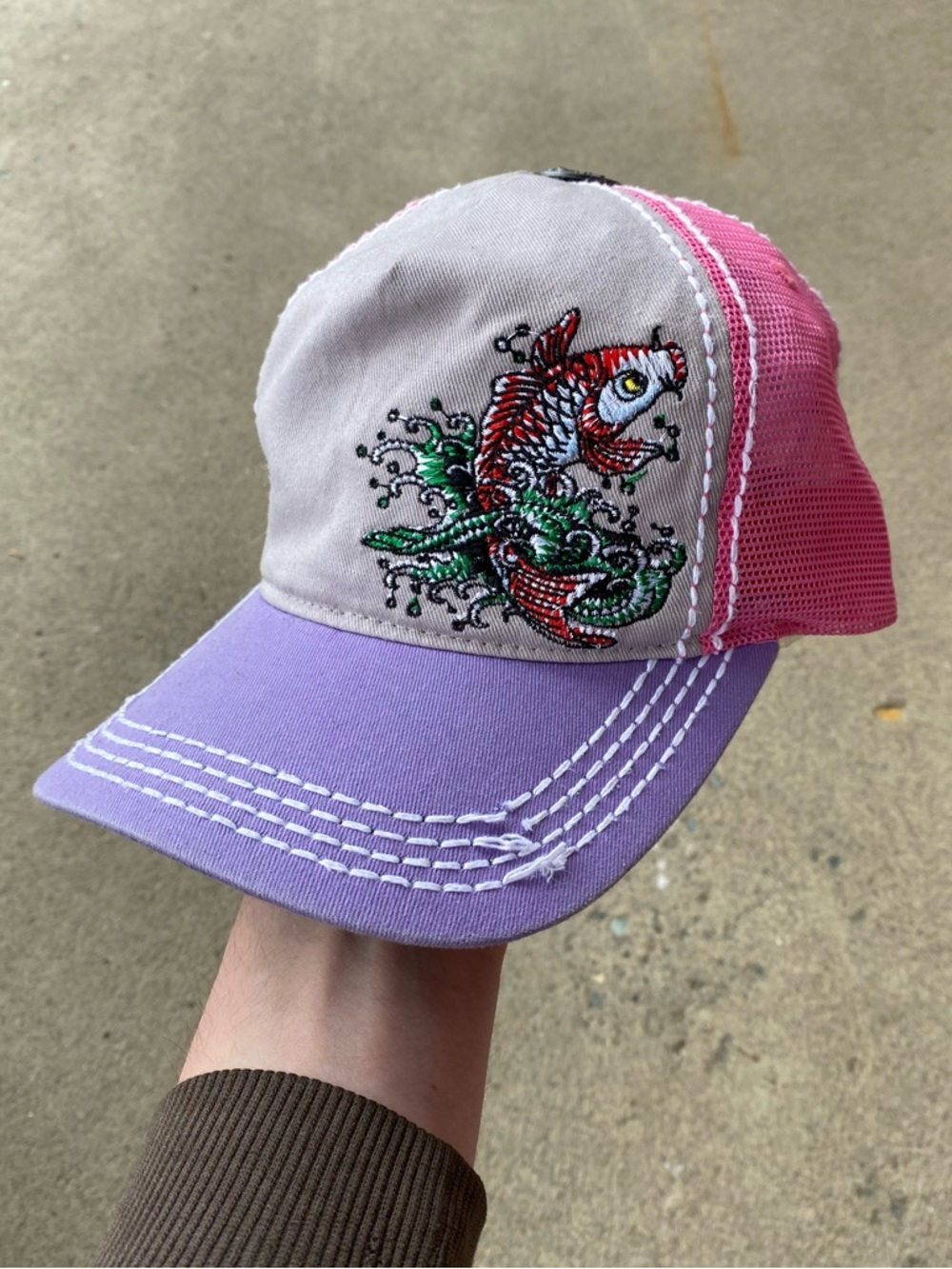 Y2k Ed Hardy Pink & Purple Snapback Trucker Cap